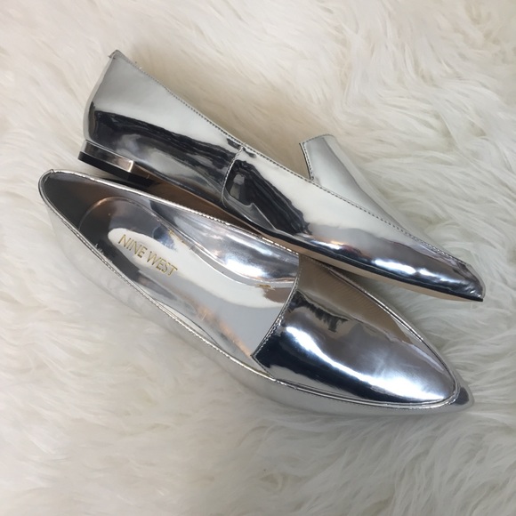 Nine West Shoes - Nine West Abay Smoker Flats Metallic Silver 6.5